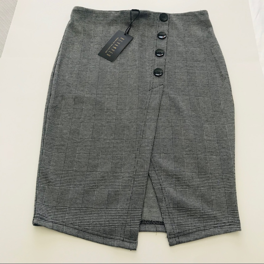 NWT Black and white houndstooth pencil skirt